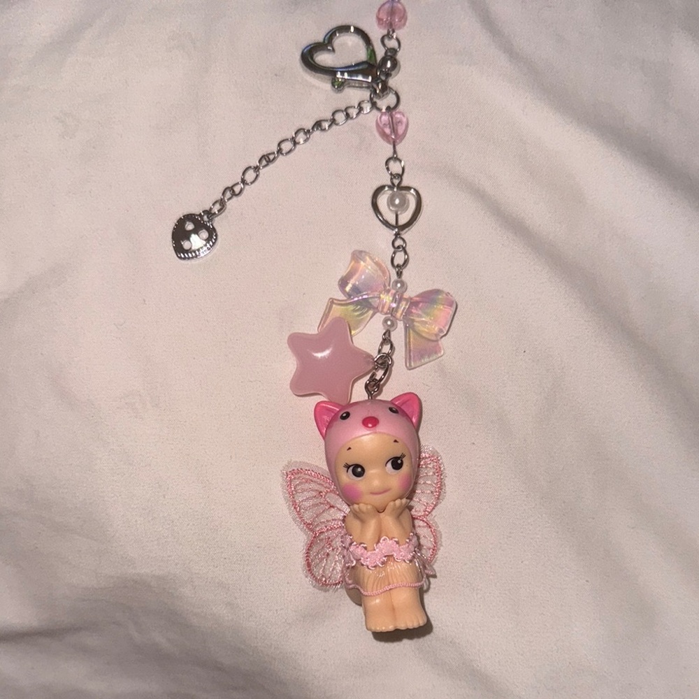 Pink Butterfly Jewelry Charm with Rhinestones